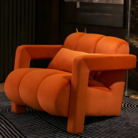 Orange Red Frosted Velvet Memory Foam Fill Arm Chair Image - 1
