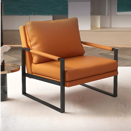 Orange Removable Cushions Tech Cloth Black Leg Armchair Image - 1