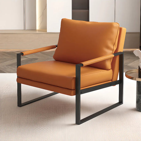 Orange Removable Cushions Tech Cloth Black Leg Armchair Image - 2
