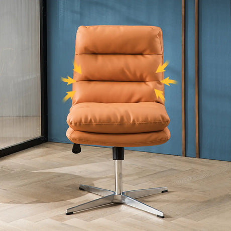 Orange Rotatable Ergonomic Faux Leather Office Chair Image - 1