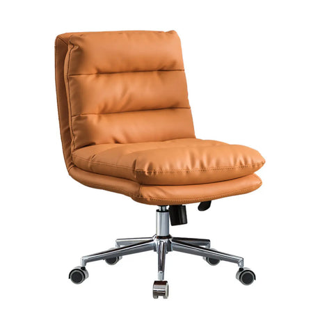 Orange Rotatable Ergonomic Faux Leather Office Chair Image - 2
