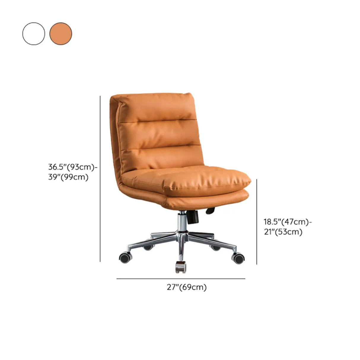 Orange Rotatable Ergonomic Faux Leather Office Chair 
