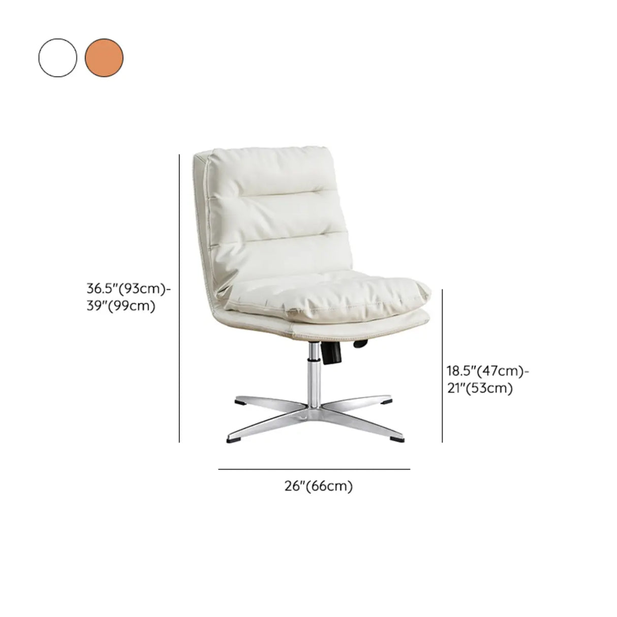 Orange Rotatable Ergonomic Faux Leather Office Chair Image - 13