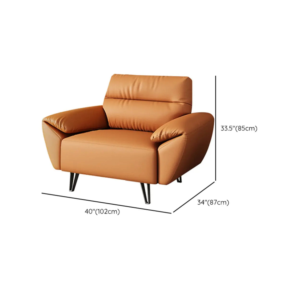 Orange Scratch Resistant Faux Leather Foam Fill Sofa 