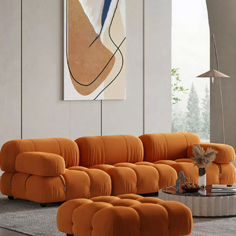 Orange Scratch Resistant Flannel Sewn Pillow Back Sofa Image - 1