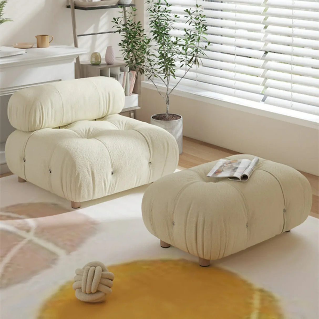 Orange Scratch Resistant Flannel Sewn Pillow Back Sofa Image - 4