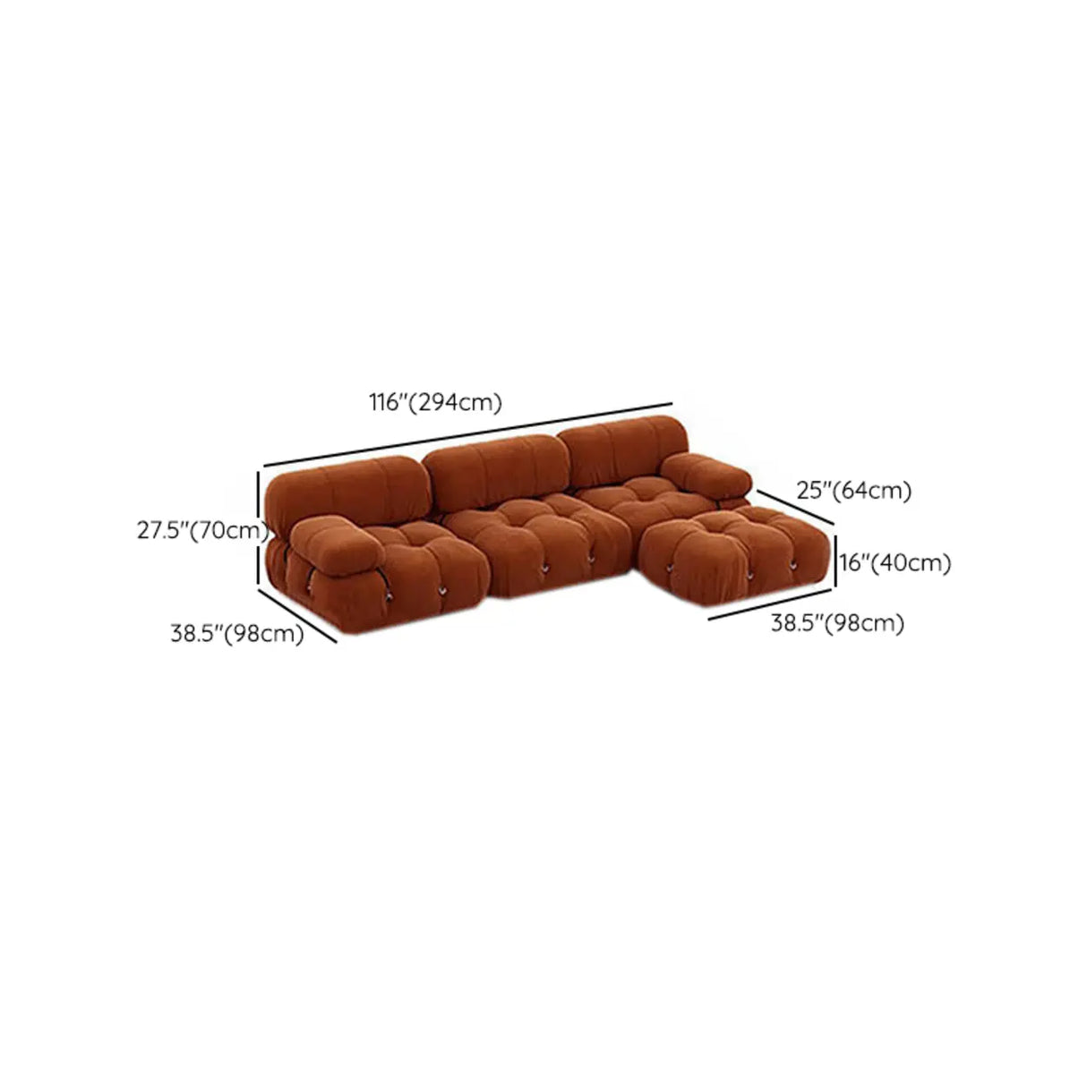Orange Scratch Resistant Flannel Sewn Pillow Back Sofa Image - 21