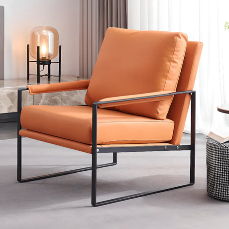 Orange Scratch Resistant Microfiber Leather Arm Chair Image - 1