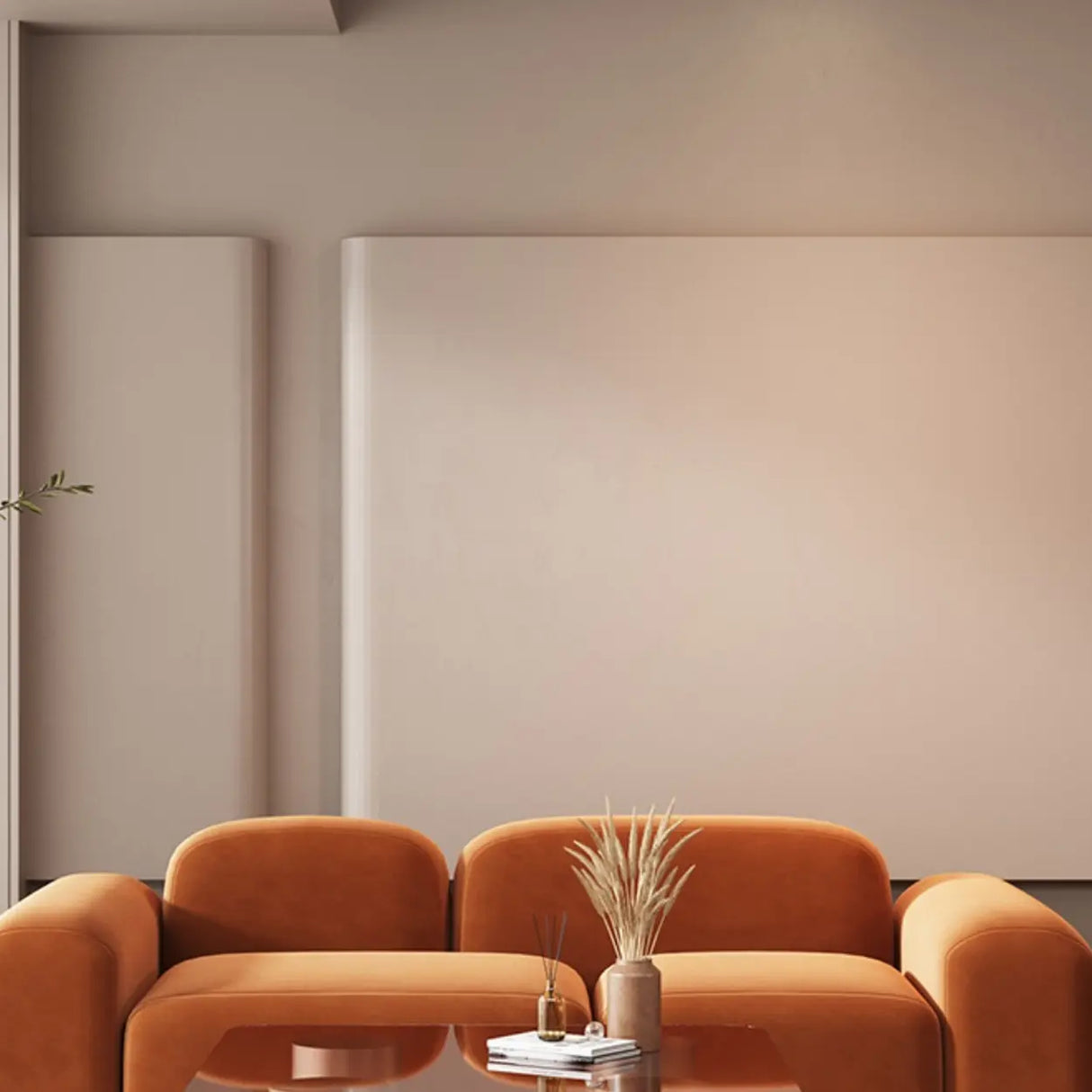Orange Sherpa Fabric Double Arms Tight Back Loveseat Image - 10