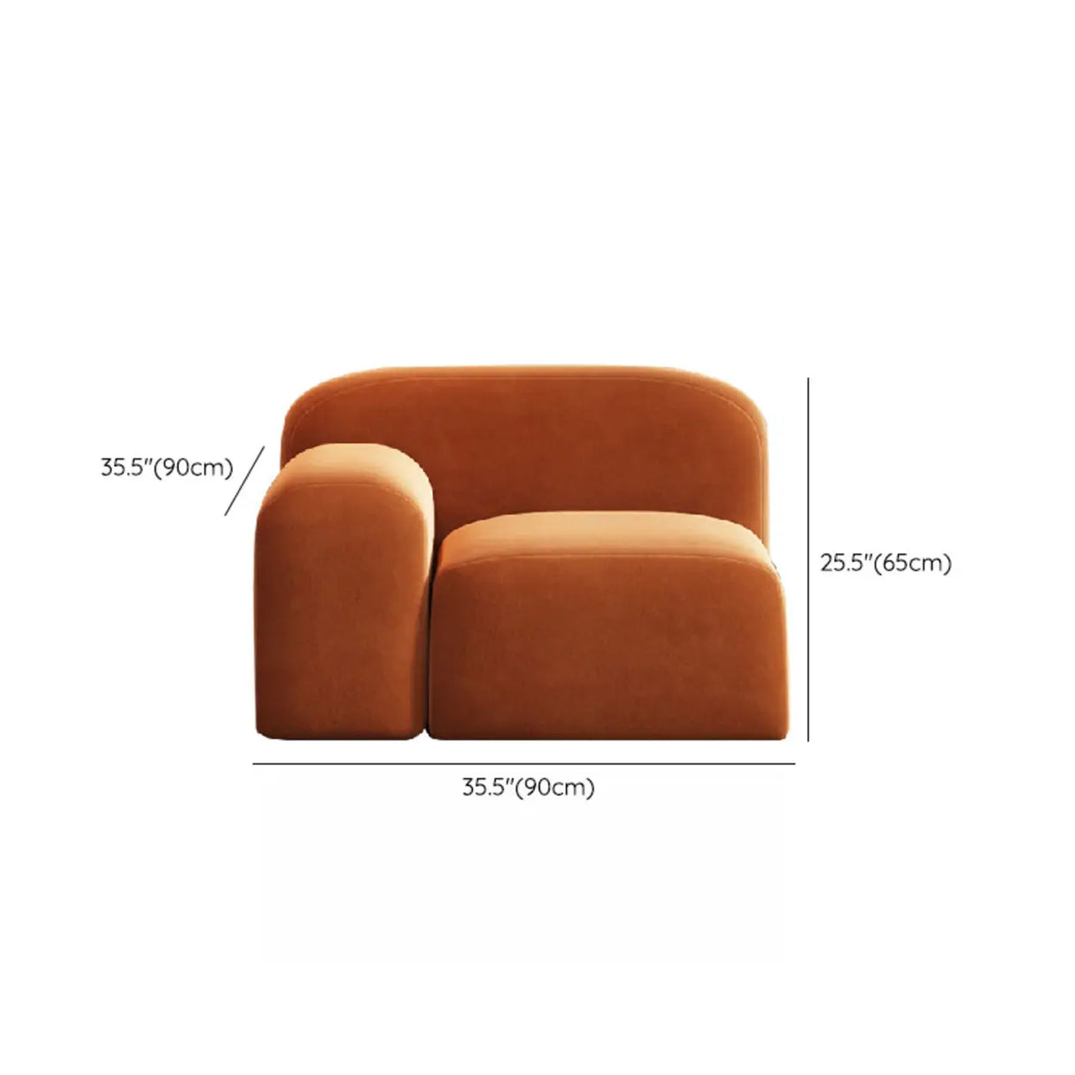 Orange Sherpa Fabric Double Arms Tight Back Loveseat Image - 13