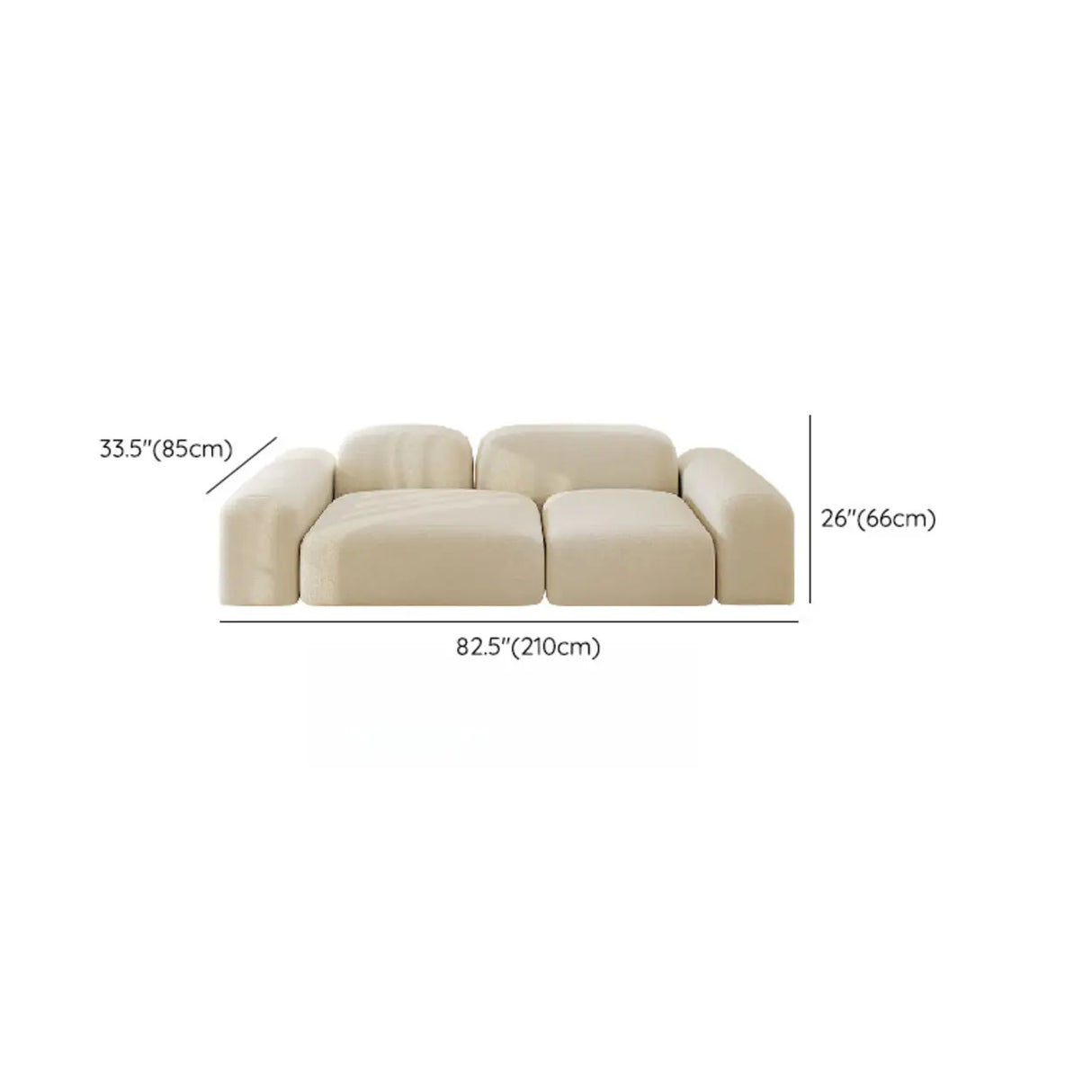 Orange Sherpa Fabric Double Arms Tight Back Loveseat Image - 15