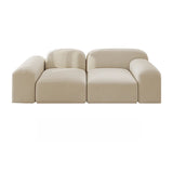 Orange Sherpa Fabric Double Arms Tight Back Loveseat Image - 2