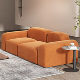 Orange Sherpa Fabric Double Arms Tight Back Loveseat Image - 6
