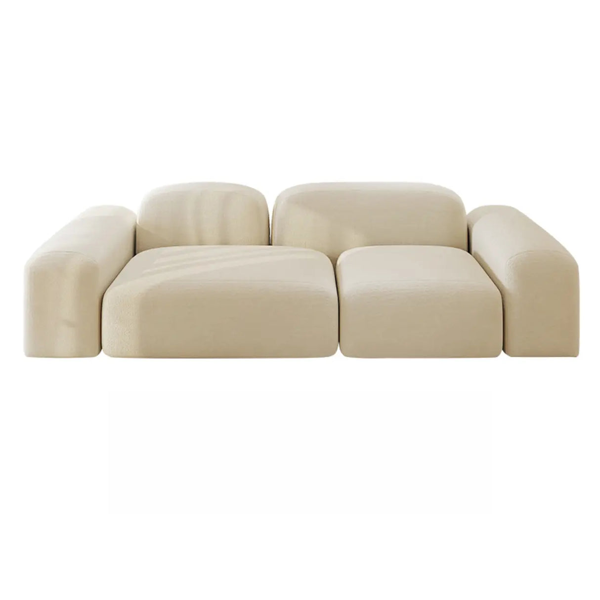 Orange Sherpa Fabric Double Arms Tight Back Loveseat Image - 9