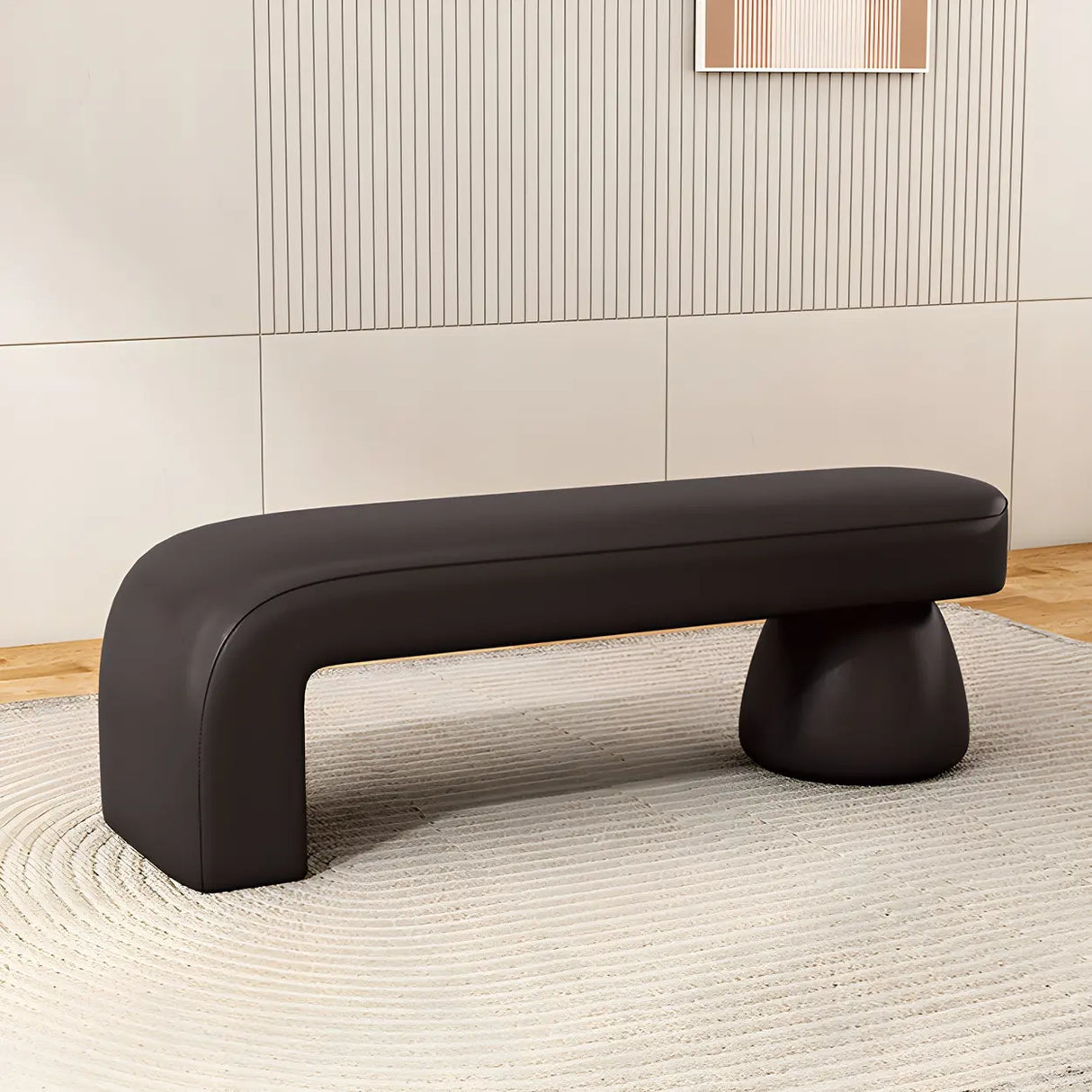 Orange Sherpa Upholstered Short Height Bedroom Bench Image - 6
