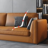 Orange Stain Resistant Leather Office Sofa with Pillow Image - 11