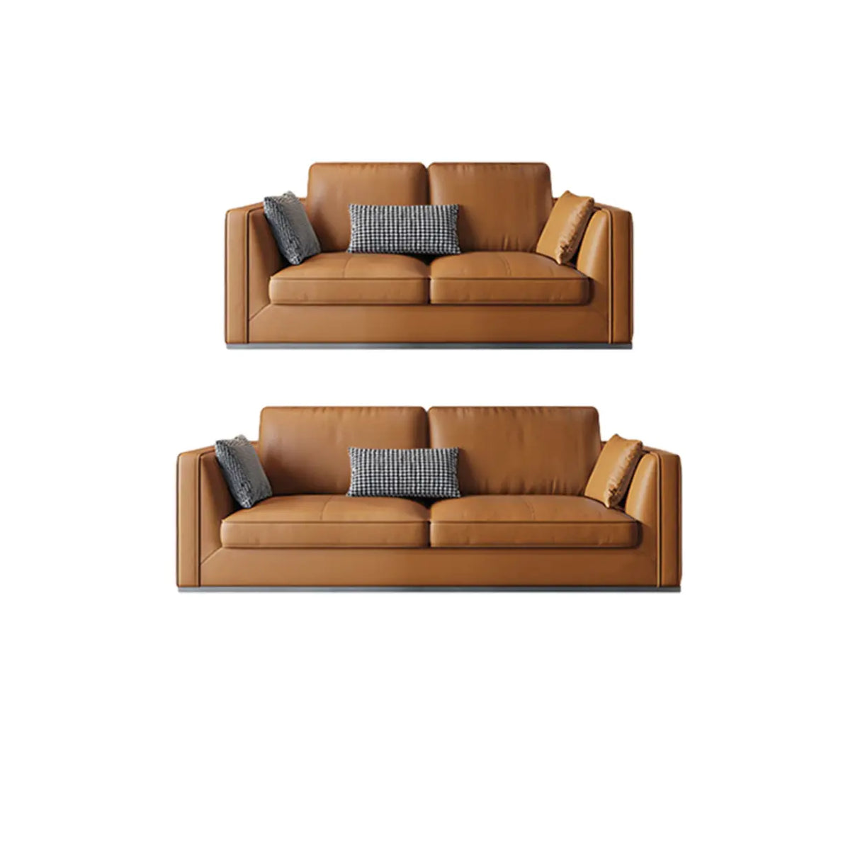 Orange Stain Resistant Leather Office Sofa with Pillow Image - 12