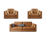 Orange Stain Resistant Leather Office Sofa with Pillow Image - 15