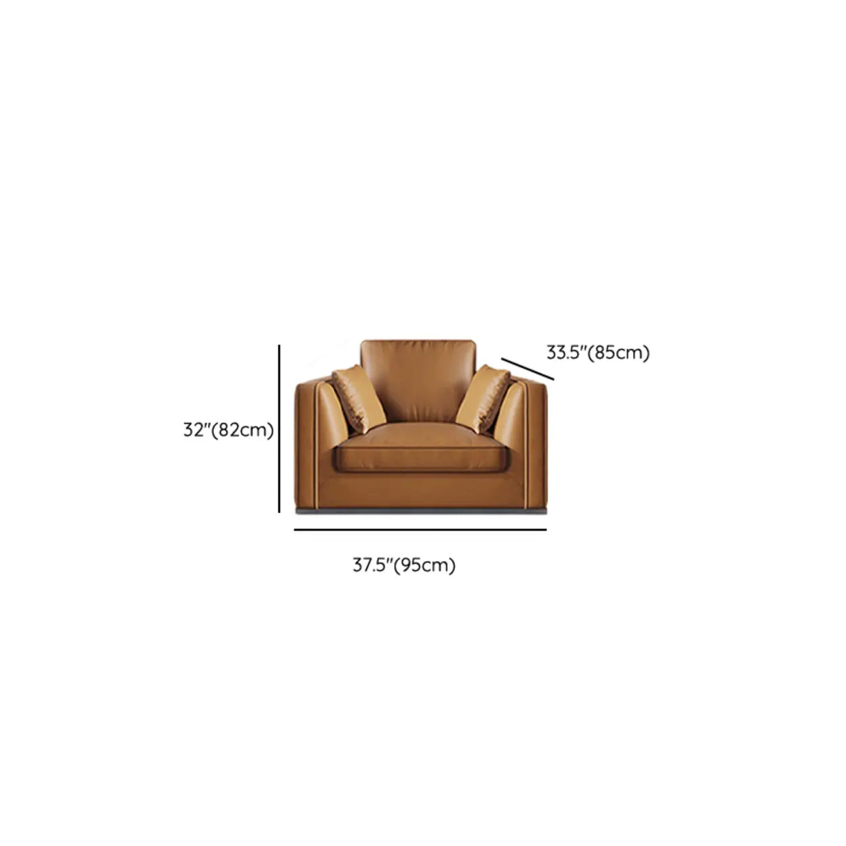 Orange Stain Resistant Leather Office Sofa with Pillow 