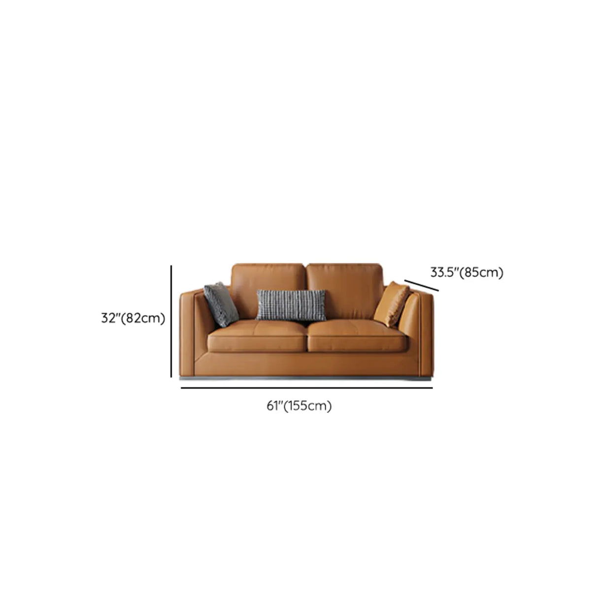 Orange Stain Resistant Leather Office Sofa with Pillow Image - 19