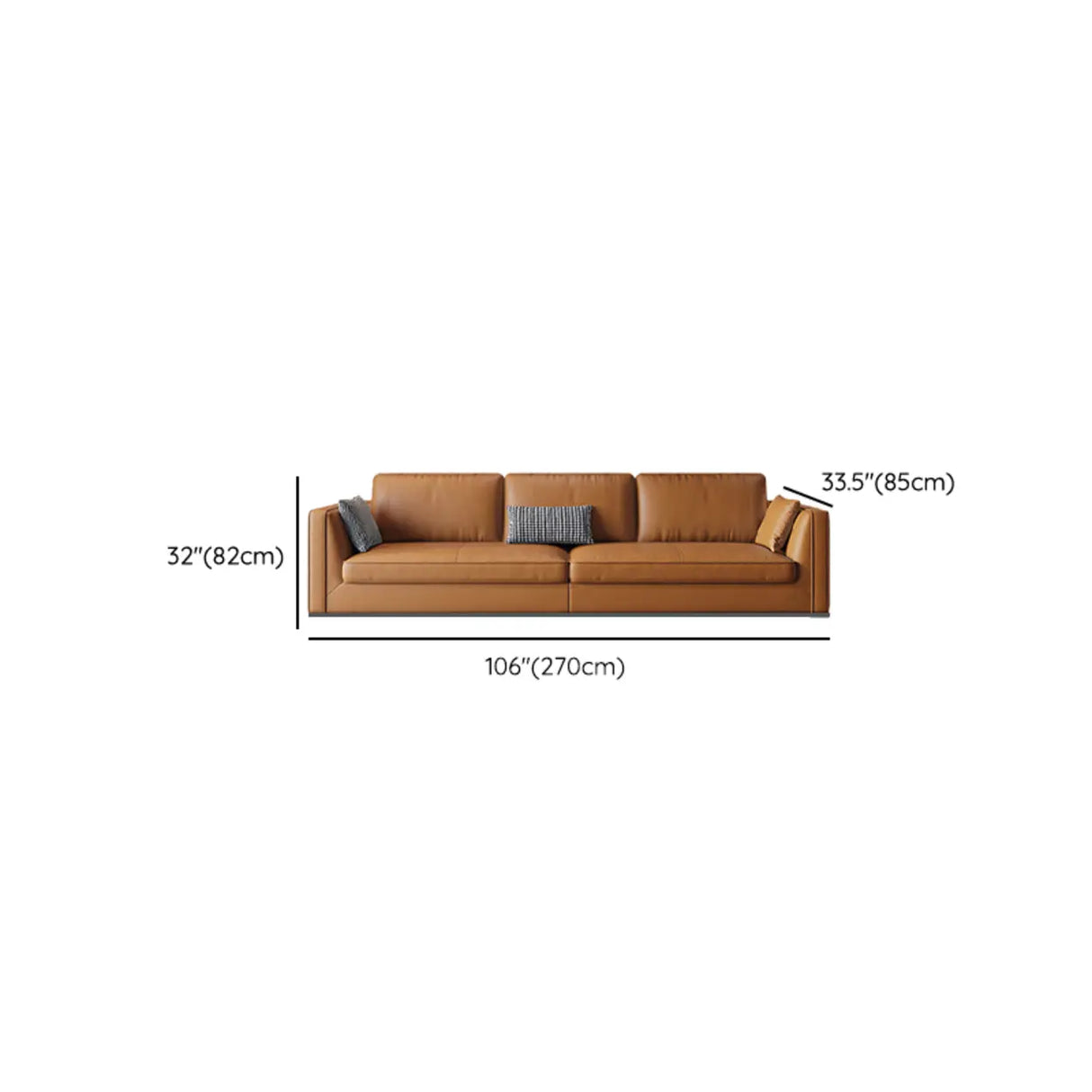 Orange Stain Resistant Leather Office Sofa with Pillow Image - 21