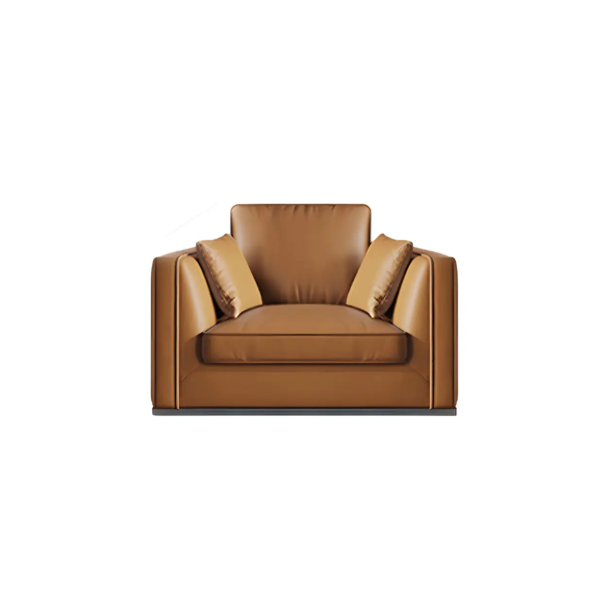 Orange Stain Resistant Leather Office Sofa with Pillow Image - 3