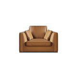 Orange Stain Resistant Leather Office Sofa with Pillow Image - 3