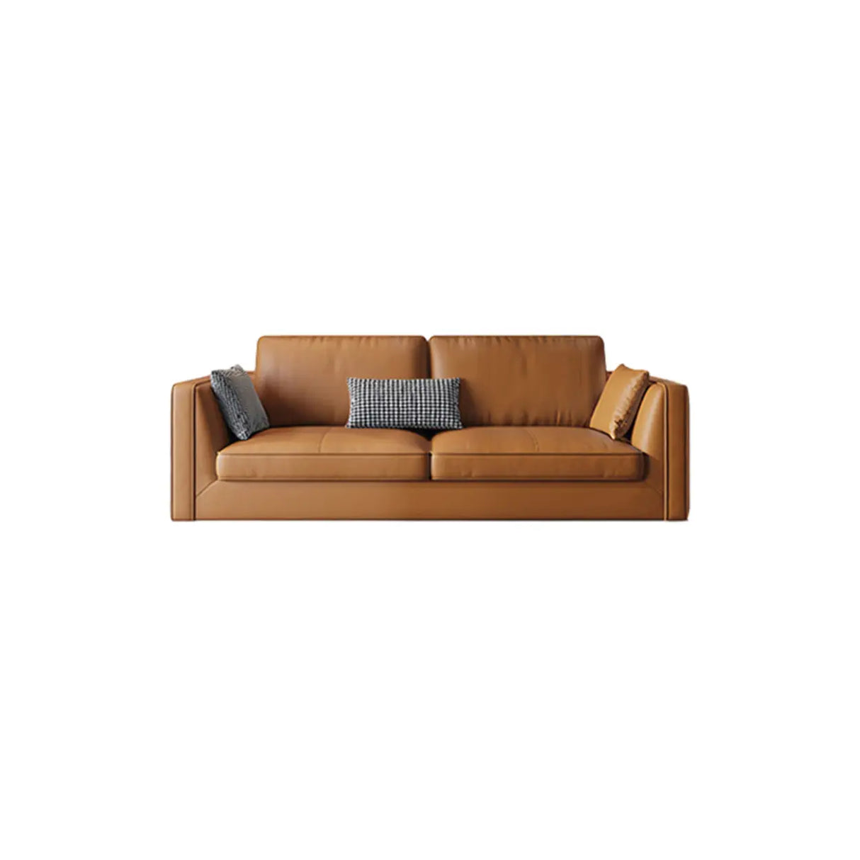 Orange Stain Resistant Leather Office Sofa with Pillow Image - 6