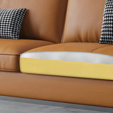 Orange Stain Resistant Leather Office Sofa with Pillow Image - 8