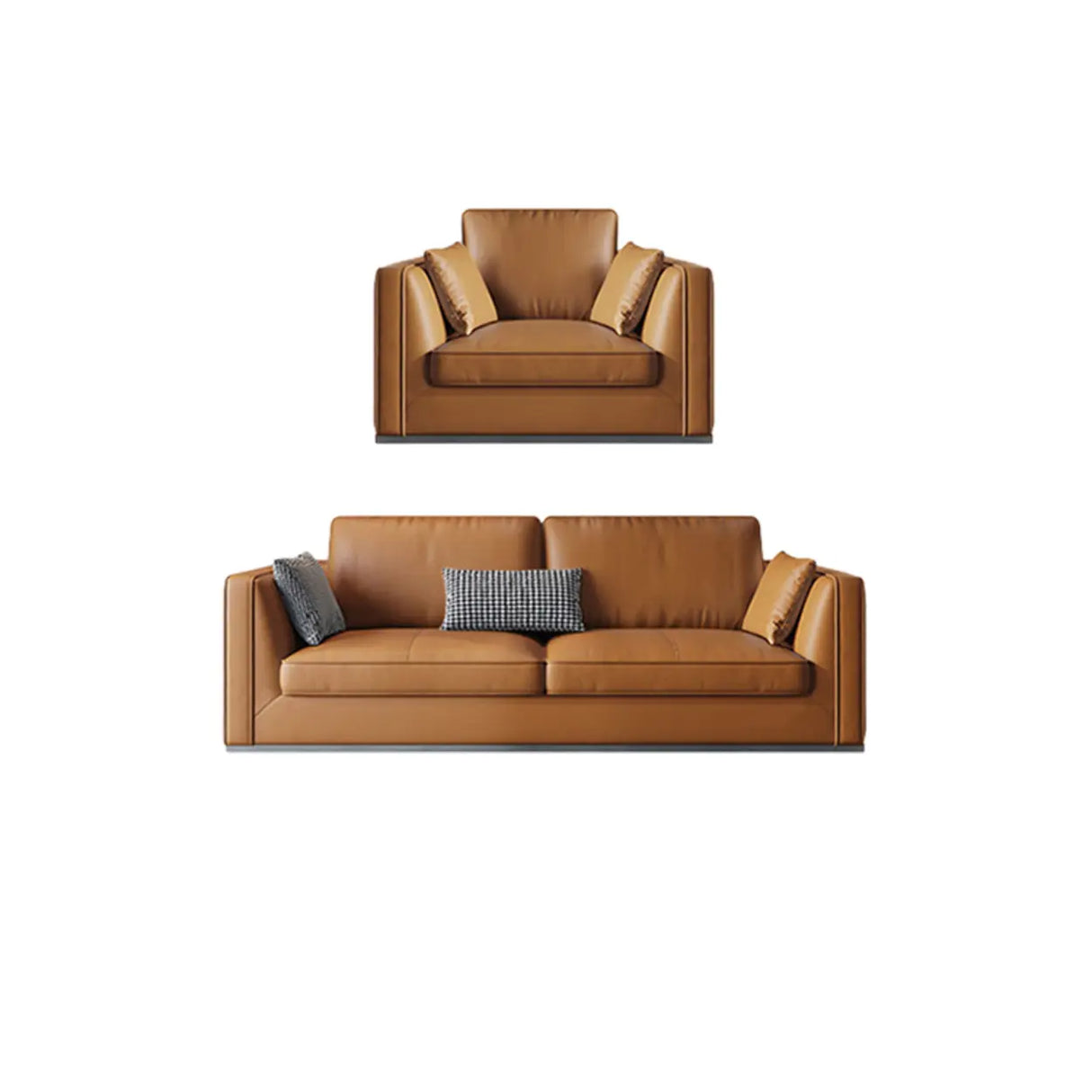 Orange Stain Resistant Leather Office Sofa with Pillow Image - 9