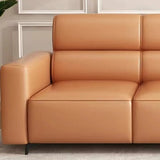 Orange Stain Resistant Leather Tuxedo Arm 3 Seats Sofa Image - 10