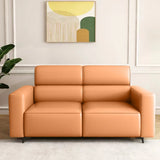 Orange Stain Resistant Leather Tuxedo Arm 3 Seats Sofa Image - 12
