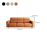 Orange Stain Resistant Leather Tuxedo Arm 3 Seats Sofa Image - 14