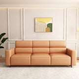 Orange Stain Resistant Leather Tuxedo Arm 3 Seats Sofa Image - 2