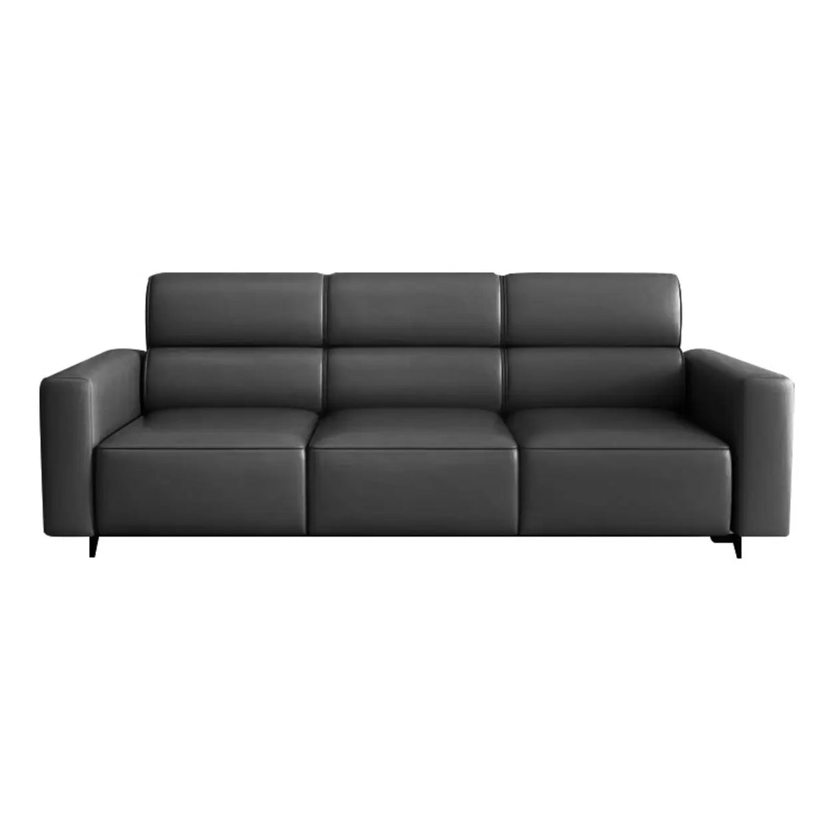 Orange Stain Resistant Leather Tuxedo Arm 3 Seats Sofa Image - 5