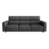 Orange Stain Resistant Leather Tuxedo Arm 3 Seats Sofa Image - 5