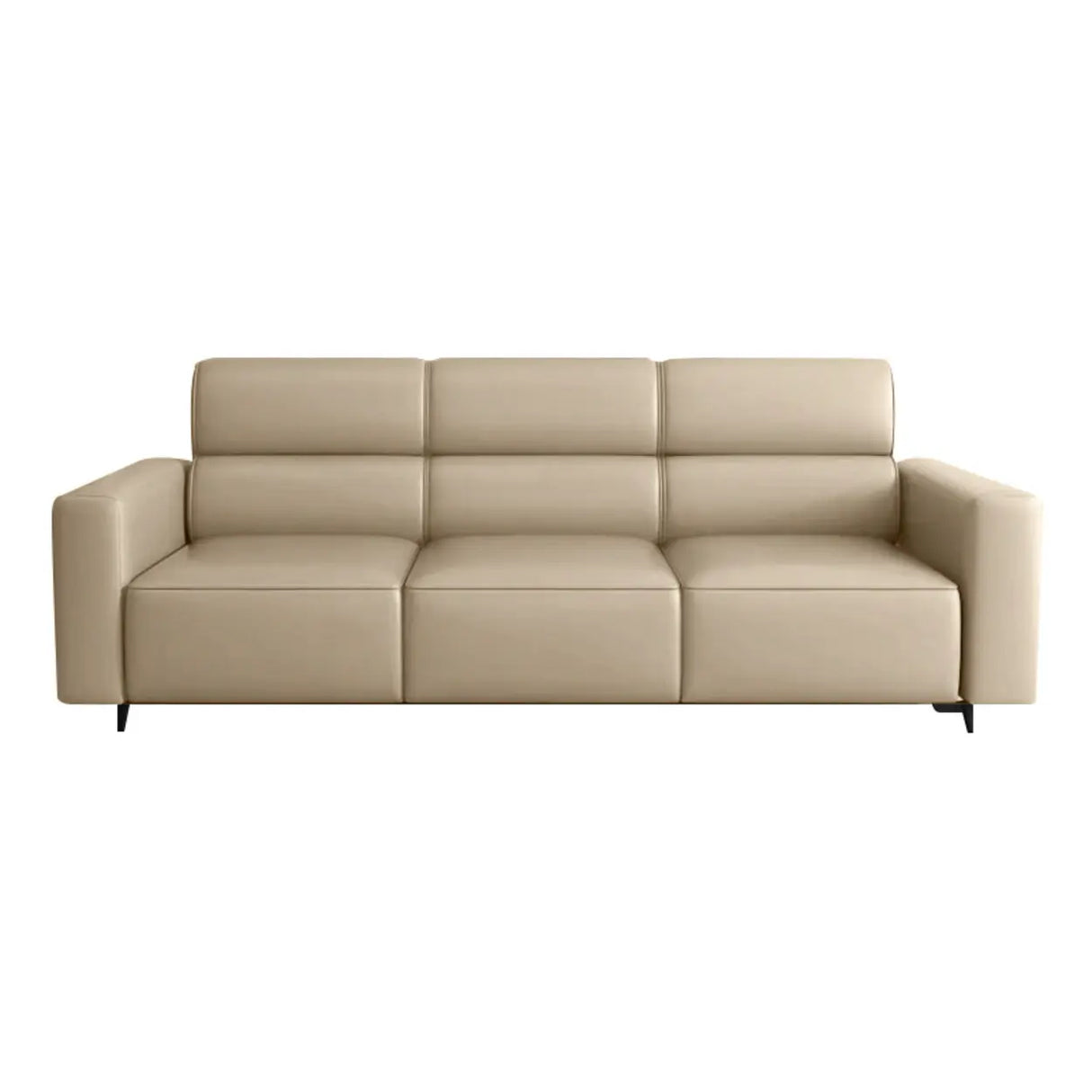 Orange Stain Resistant Leather Tuxedo Arm 3 Seats Sofa Image - 8