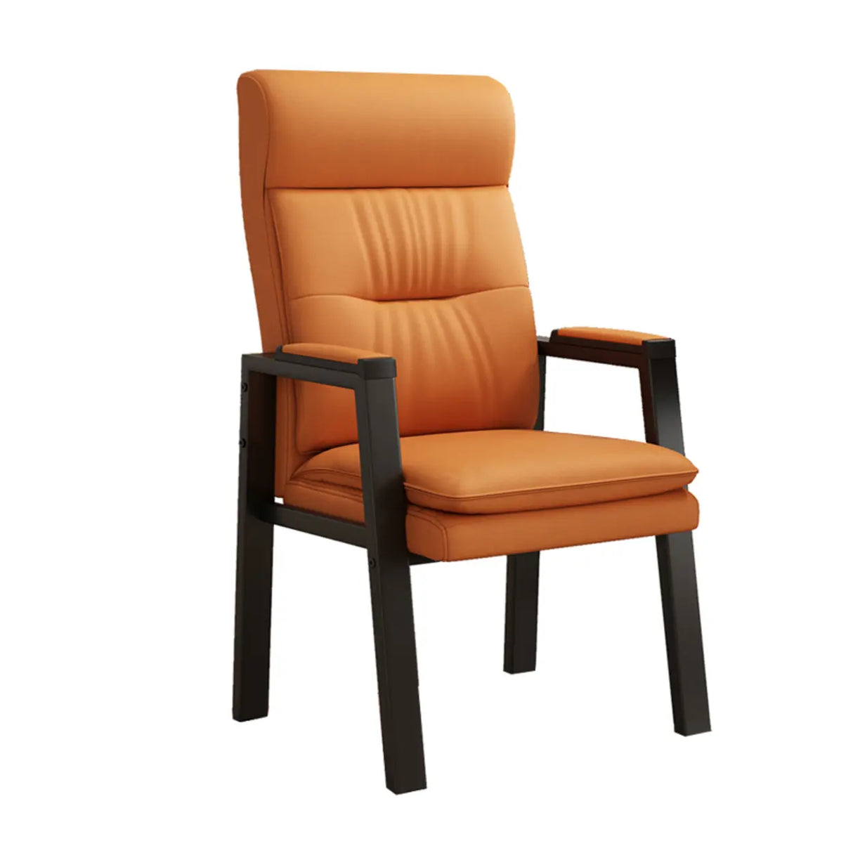 Orange Steel Frame High-Back Leather Executive Office Chair Image - 10