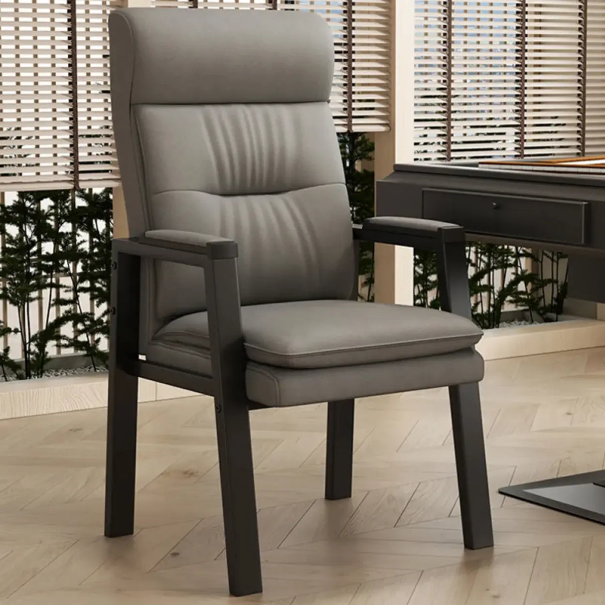 Orange Steel Frame High-Back Leather Executive Office Chair Image - 13