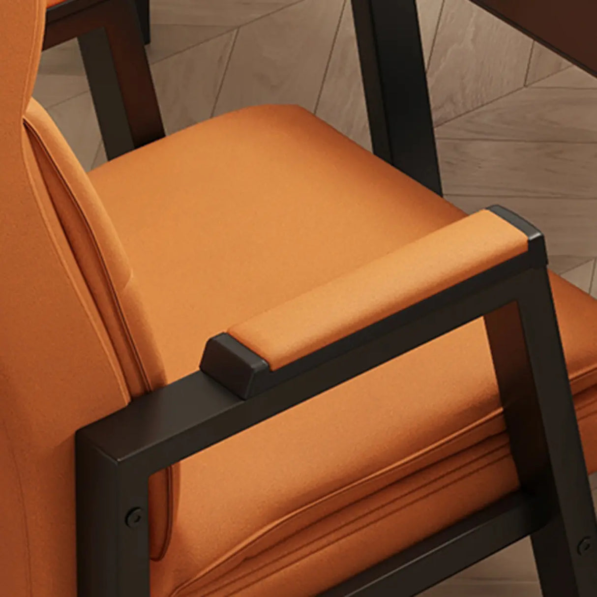 Orange Steel Frame High-Back Leather Executive Office Chair Image - 14