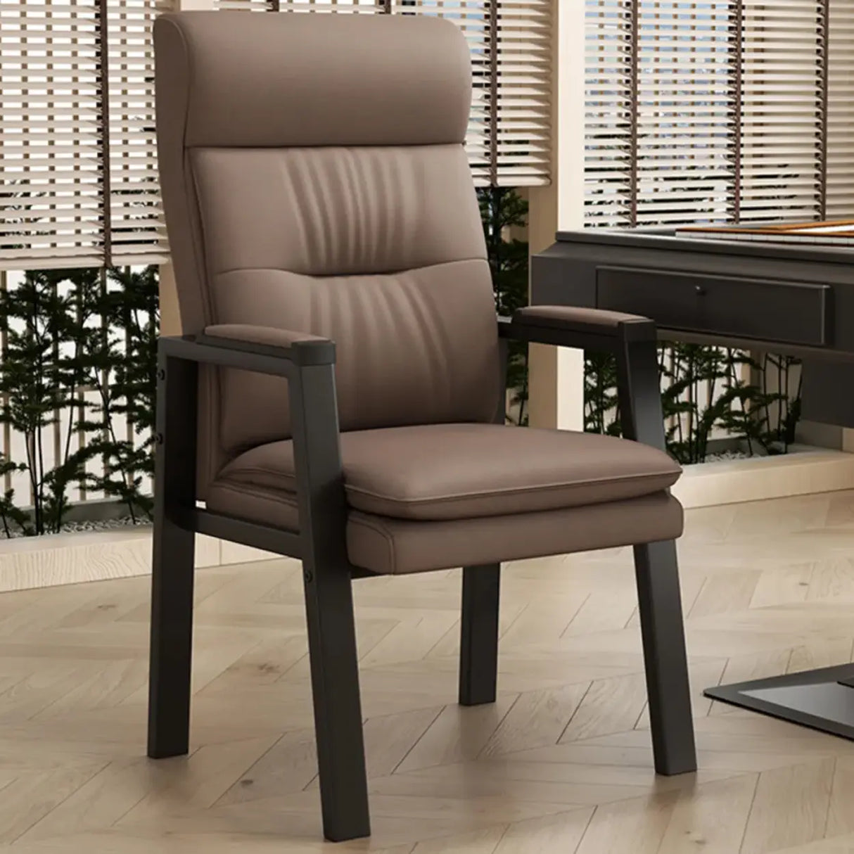 Orange Steel Frame High-Back Leather Executive Office Chair Image - 16