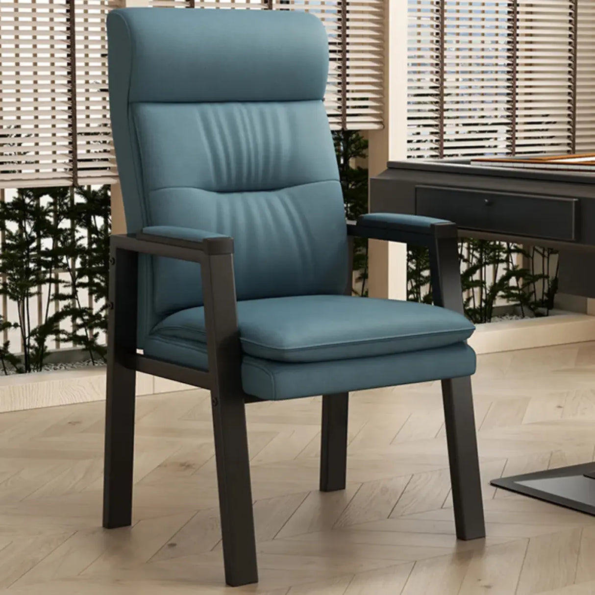 Orange Steel Frame High-Back Leather Executive Office Chair Image - 17