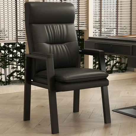 Orange Steel Frame High-Back Leather Executive Office Chair Image - 2