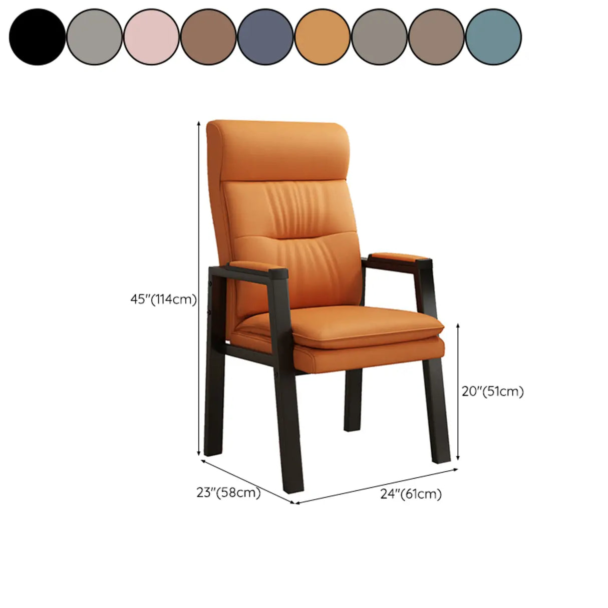 Orange Steel Frame High-Back Leather Executive Office Chair 
