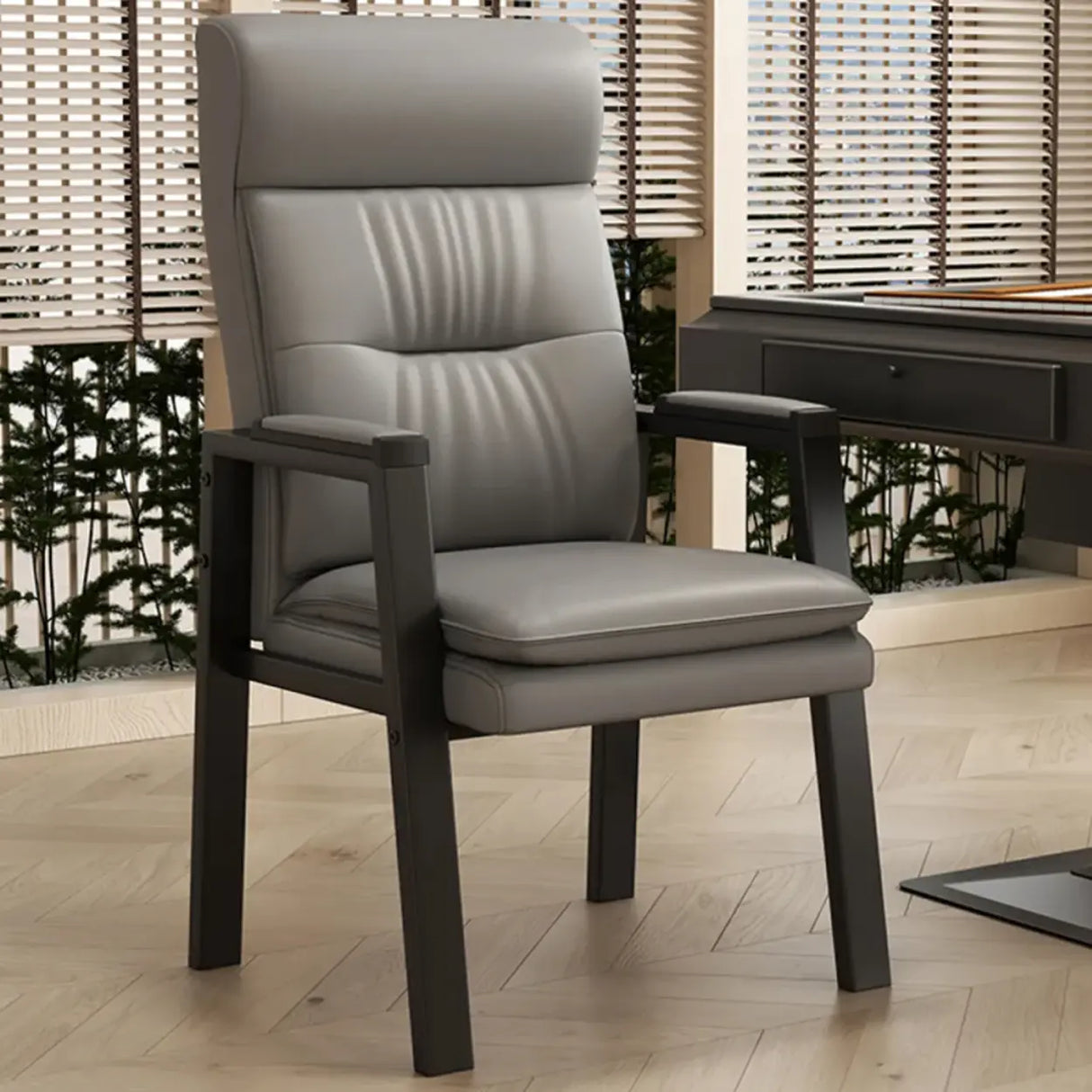 Orange Steel Frame High-Back Leather Executive Office Chair Image - 3