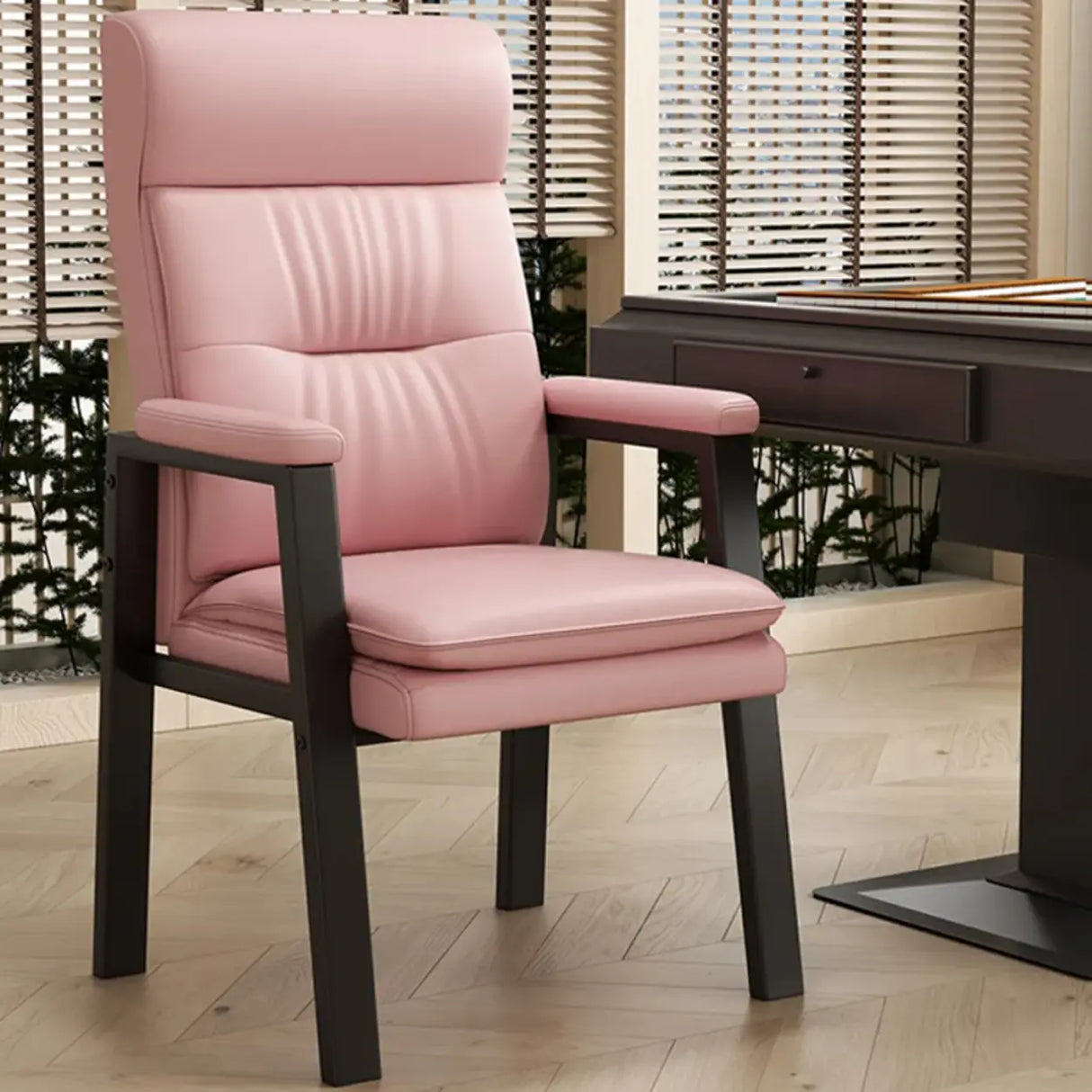 Orange Steel Frame High-Back Leather Executive Office Chair Image - 5