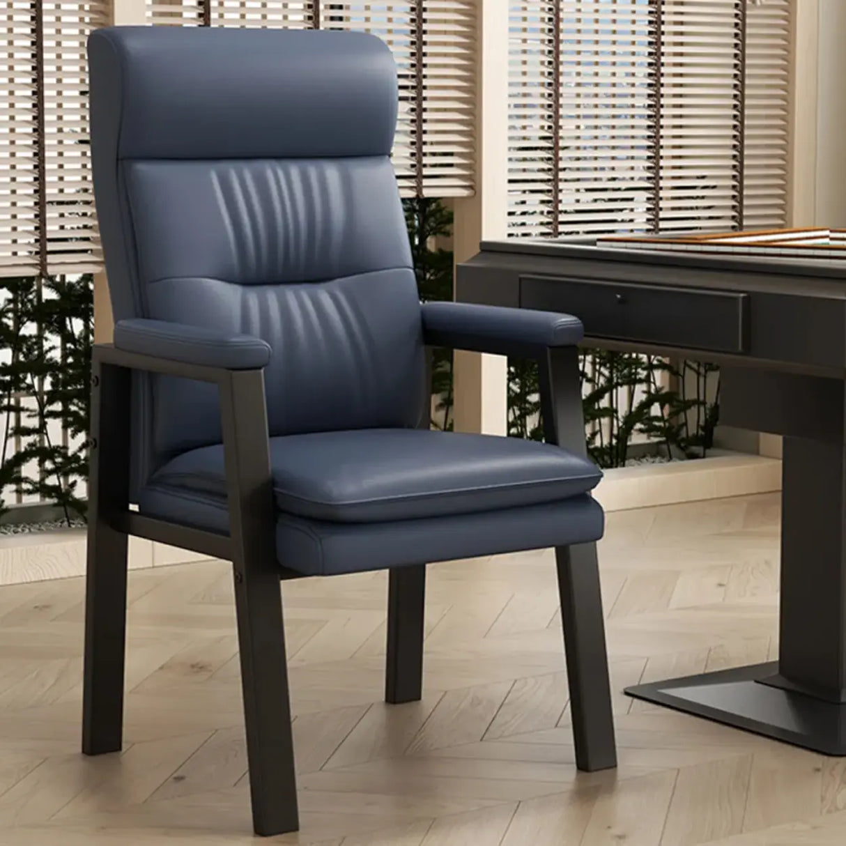 Orange Steel Frame High-Back Leather Executive Office Chair Image - 9