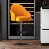 Orange Swivel Faux Leather Adjustable Bar Stool Image - 25