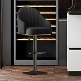 Orange Swivel Faux Leather Adjustable Bar Stool Image - 7