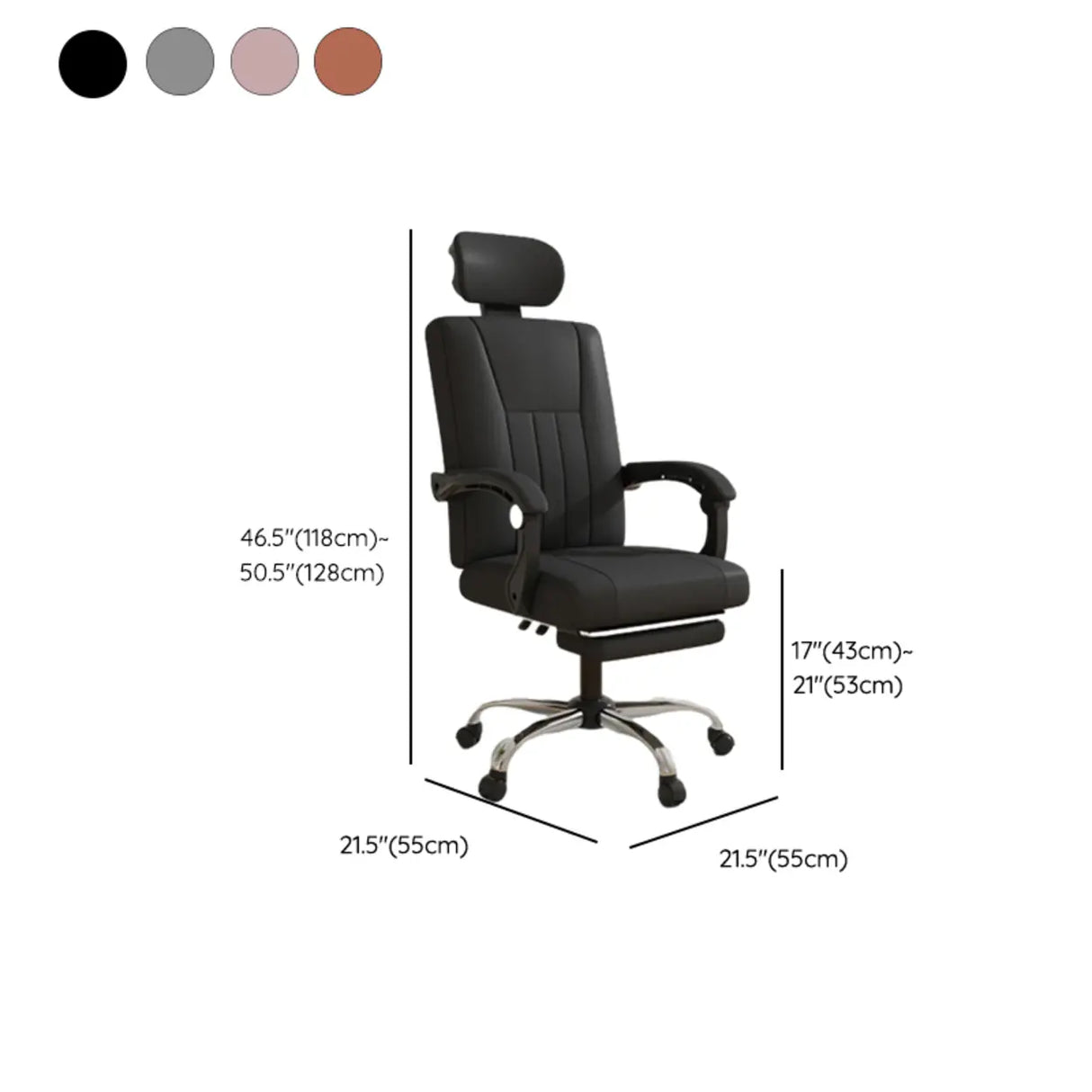 Orange Swivel Recliner Adjustable Ergonomic Office Chair Image - 20